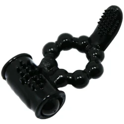 Inel vibrator Sweet Ring cu dublu stimulator, Negru