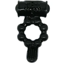 Inel vibrator Sweet Ring cu dublu stimulator, Negru