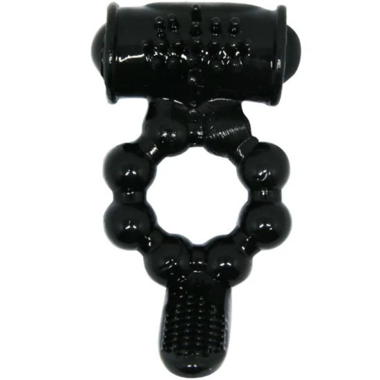 Inel vibrator Sweet Ring cu dublu stimulator, Negru