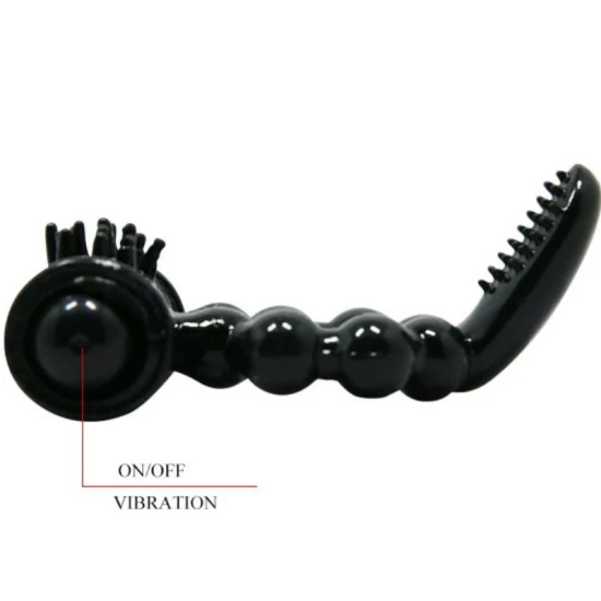 Inel vibrator Sweet Ring cu dublu stimulator, Negru