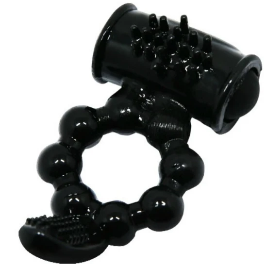 Inel vibrator Sweet Ring cu dublu stimulator, Negru