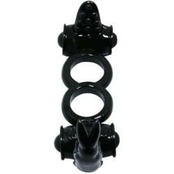 Inel vibrator tip double ring cu iepuraș dublu, Negru