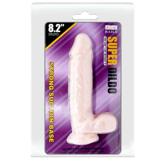 Dildo Realist Baile, Super Realist, Texturat, Flexibil, Cu Ventuză, Pentru Vaginal Sau Anal, Bej