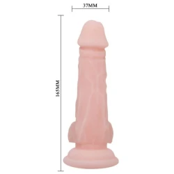 Dildo Realist Baile, Super Realist, Texturat, Flexibil, Cu Ventuză, Pentru Vaginal Sau Anal, Bej
