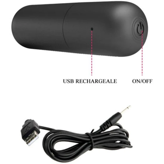 Strap-on cu glonț vibrator din silicon și ABS, negru, universal