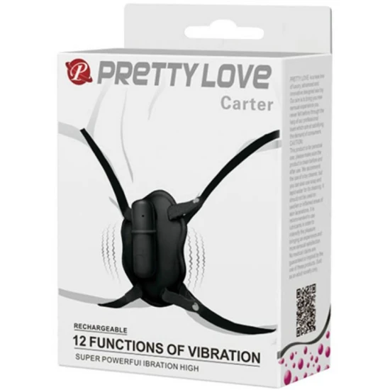 Strap-on cu glonț vibrator din silicon și ABS, negru, universal