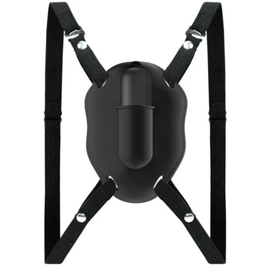 Strap-on cu glonț vibrator din silicon și ABS, negru, universal