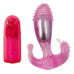 Stimulator vaginal și anal cu vibrație - Negru, Mărime Unică.