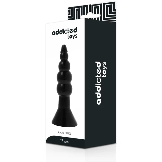 Plug anal flexibil din TPR, negru, 17 cm