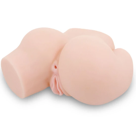 Bust Realistic - Vagin și Anus cu Vibrație, Alb, Mărime Unică