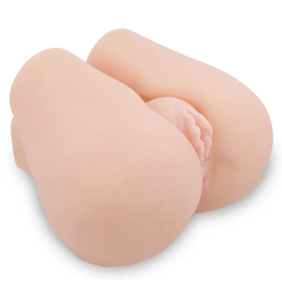 Bust Realistic - Vagin și Anus cu Vibrație, Alb, Mărime Unică