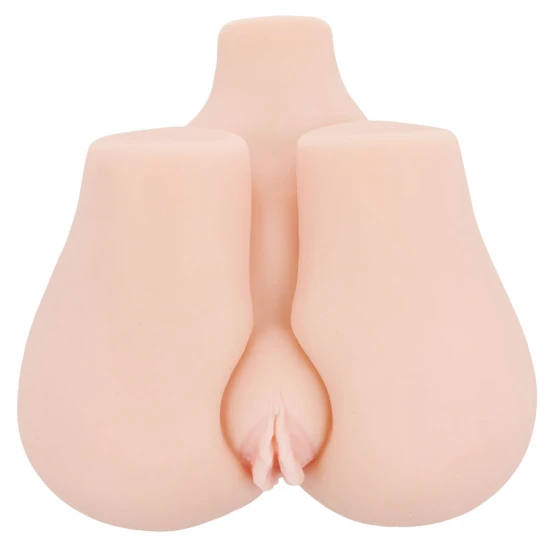 Bust Realistic - Vagin și Anus cu Vibrație, Alb, Mărime Unică