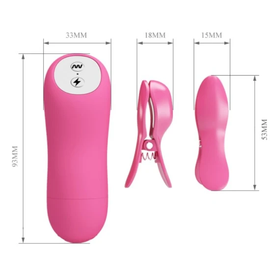 Vibrator Romantic Wave Pizzas, cu vibrație și electroșoc, fucsia