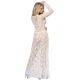 Rochie lungă cu mâneci lungi din dantelă, albă, L/XL