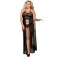 Set lingerie Queen Plus din dantelă florală, negru, top-dress și chilot