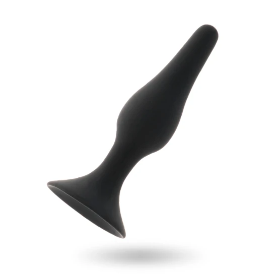 Dildo anal conic din silicon, negru, 10.5 cm