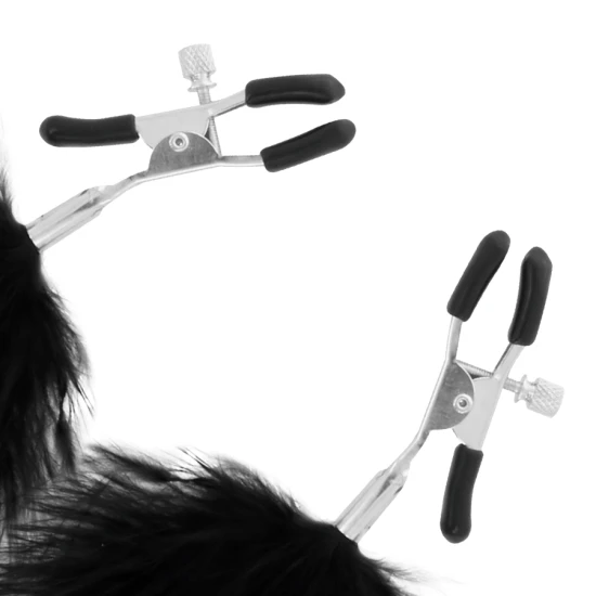 Cleme pentru mameloane tip pom-pom, 2 buc, Negru