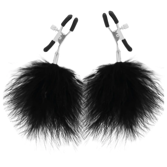 Cleme pentru mameloane tip pom-pom, 2 buc, Negru