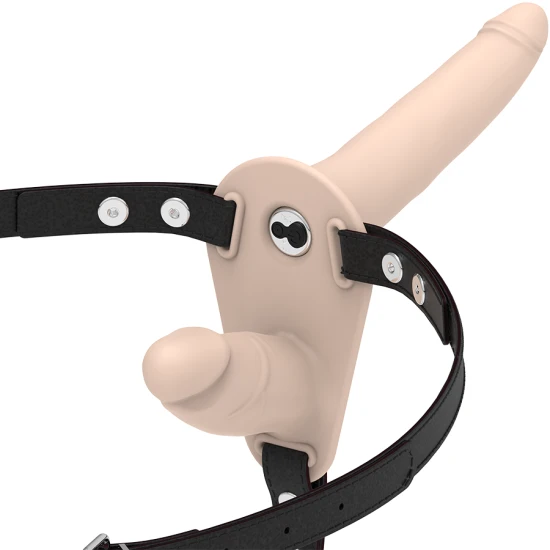 HAMNESS FETISH PENTRU SUBMISIVI - VIBRATOR CU PENETRARE DUBLĂ, Roz/Negru