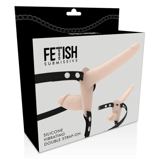 HAMNESS FETISH PENTRU SUBMISIVI - VIBRATOR CU PENETRARE DUBLĂ, Roz/Negru