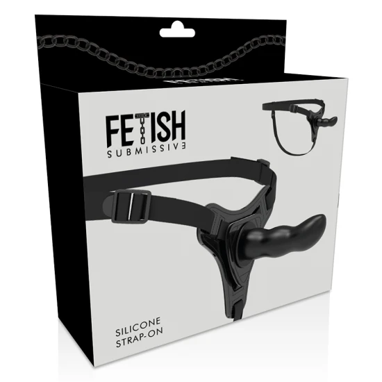 Ham strap-on G-Spot 16 cm - Silicon moale, Negru, Mărime ajustabilă.