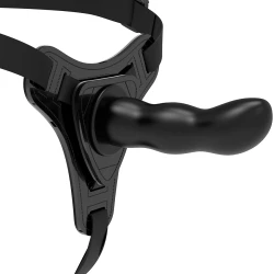 Ham strap-on G-Spot 16 cm - Silicon moale, Negru, Mărime ajustabilă.