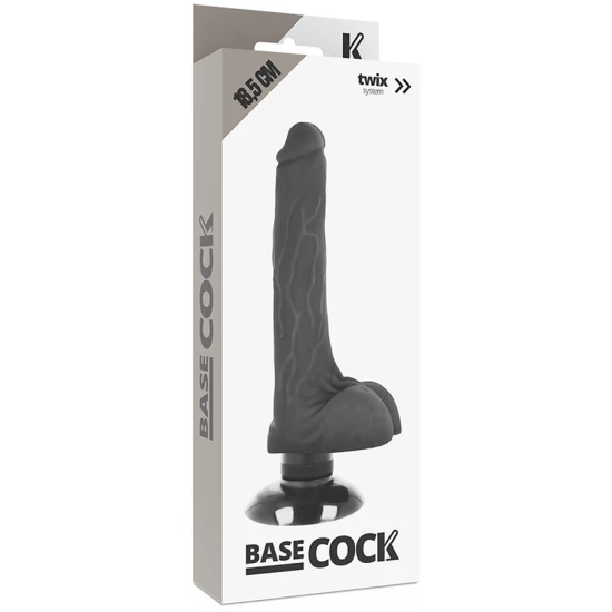 Vibrator penis realist din TPE, negru, 18.5 x 4 cm