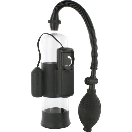 Pompă de erecție pentru penis cu vibrator, Negru