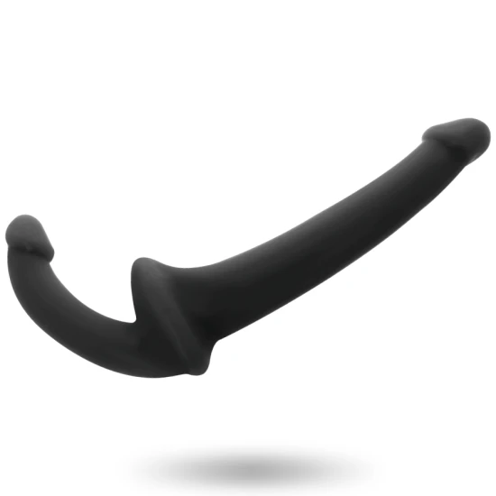 Dildo fără ham din TPR și silicon, negru, 26 cm