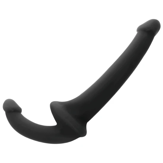 Dildo fără ham din TPR și silicon, negru, 26 cm