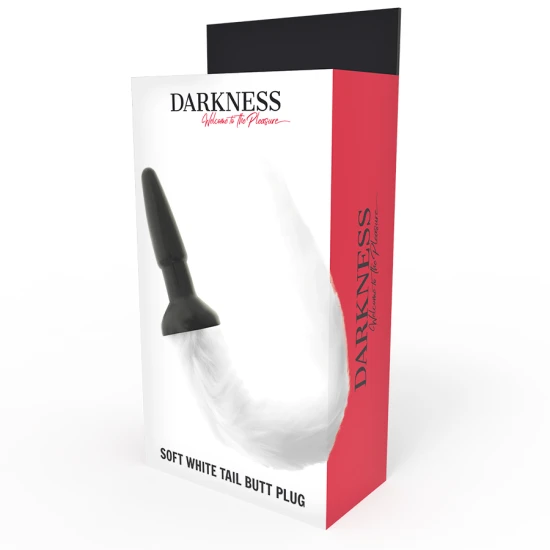 Plug Anal Darkness, Silicon Cu Coadă Albă, Negru