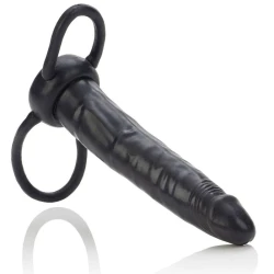 Dildo fără centură pentru penetrare dublă negru