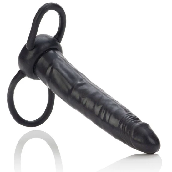 Dildo fără centură pentru penetrare dublă negru