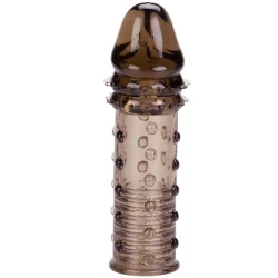 Extensie penis din silicon moale, neagră, cu efect de inel