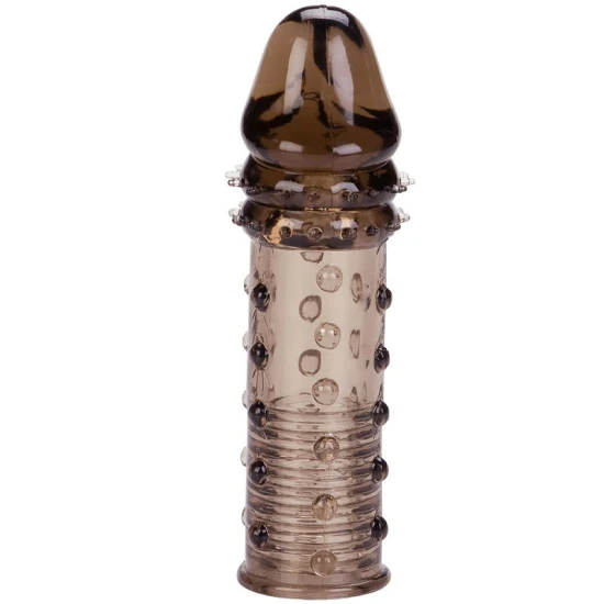 Extensie penis din silicon moale, neagră, cu efect de inel