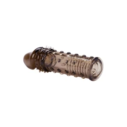 Extensie penis din silicon moale, neagră, cu efect de inel