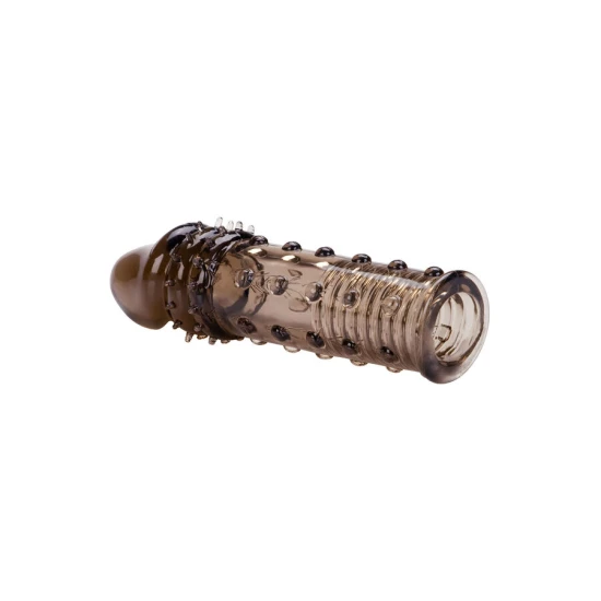 Extensie penis din silicon moale, neagră, cu efect de inel