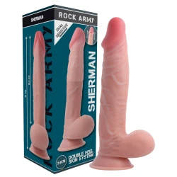 ROCKARMY - Dildo Model Sherman, Densitate dublă, Natural, 24 cm x 4.46 cm
