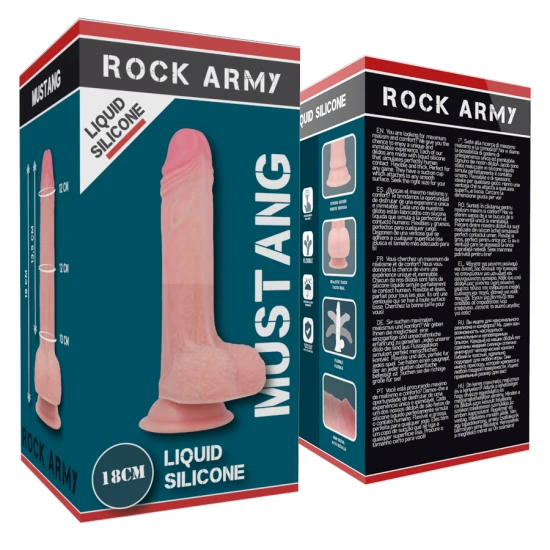ROCKARMY - DILDO Tip mustang din silicon lichid premium, realist, natural - 18 cm x 4,14 cm