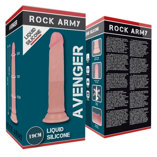 ROCKARMY - DILDO DIN SILICON LICHID REALIST, 19 CM - 3.98 CM