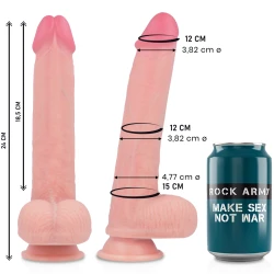 ROCKARMY - DILDO REALIST DIN SILICON LICHID, KINGCOBRA, 24 CM, Culoare naturală