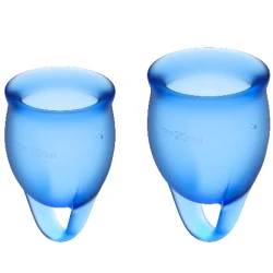 Cupă menstruală Feel Confident din silicon medical, bleumarin, 15/20 ml