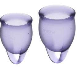 Set 2 cupe menstruale din silicon medical, mov, 15/20 ml