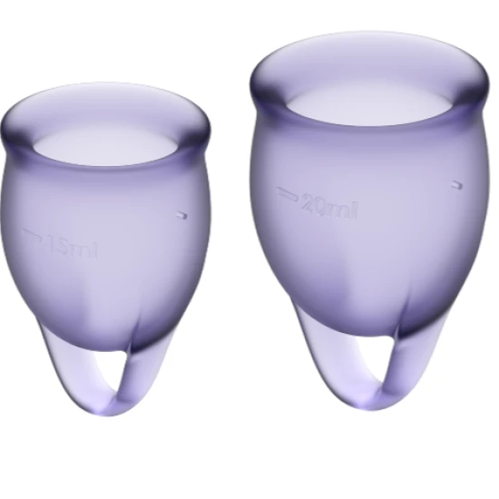 Set 2 cupe menstruale din silicon medical, mov, 15/20 ml