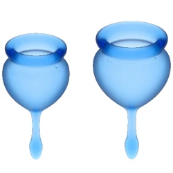 Cupa Menstruală Satisfyer - Feel Good, Albastru Închis, 15 + 20 ml