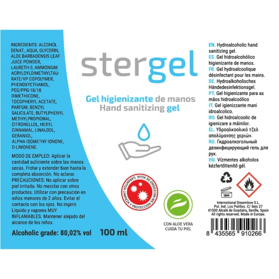Gel dezinfectant pentru mâini hidroalcoolic, Aloe Vera, 100 ml