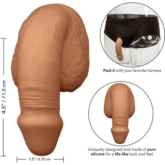 Penis de packing din silicon, caramel, 12,75 cm