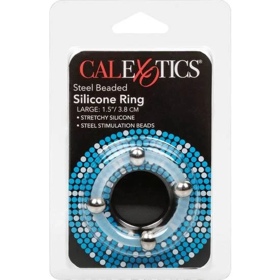 Inel din silicon cu bile metalice, L, Negru