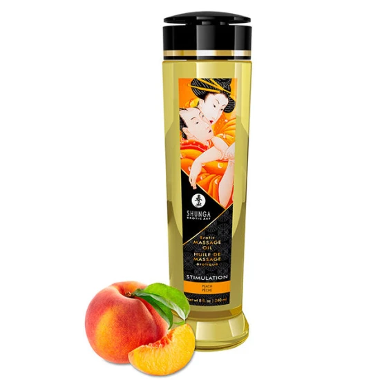 SHUNGA - Ulei de masaj erotic stimulent, 240 ml, Peach