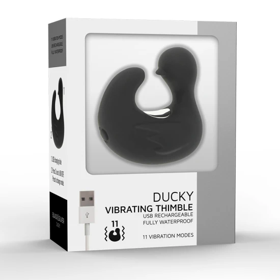 DUCKYMANIA - DUȘCĂ REÎNCĂRCABILĂ DIN SILICON, STIMULARE - Culoare Negru & Argintiu
